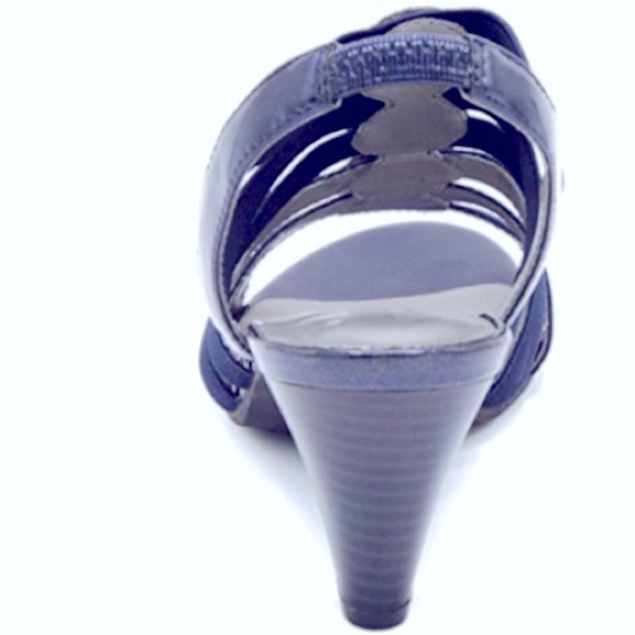 London Fog Size 10 Nadeen NAVY Strappy Dress Slingback Shoes/Sandals Glitzy NWOT - Picture 3 of 11